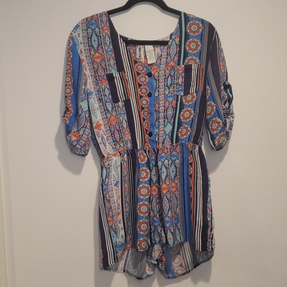 MIMI CHICA Vibrant Colourful multi-pattern romper